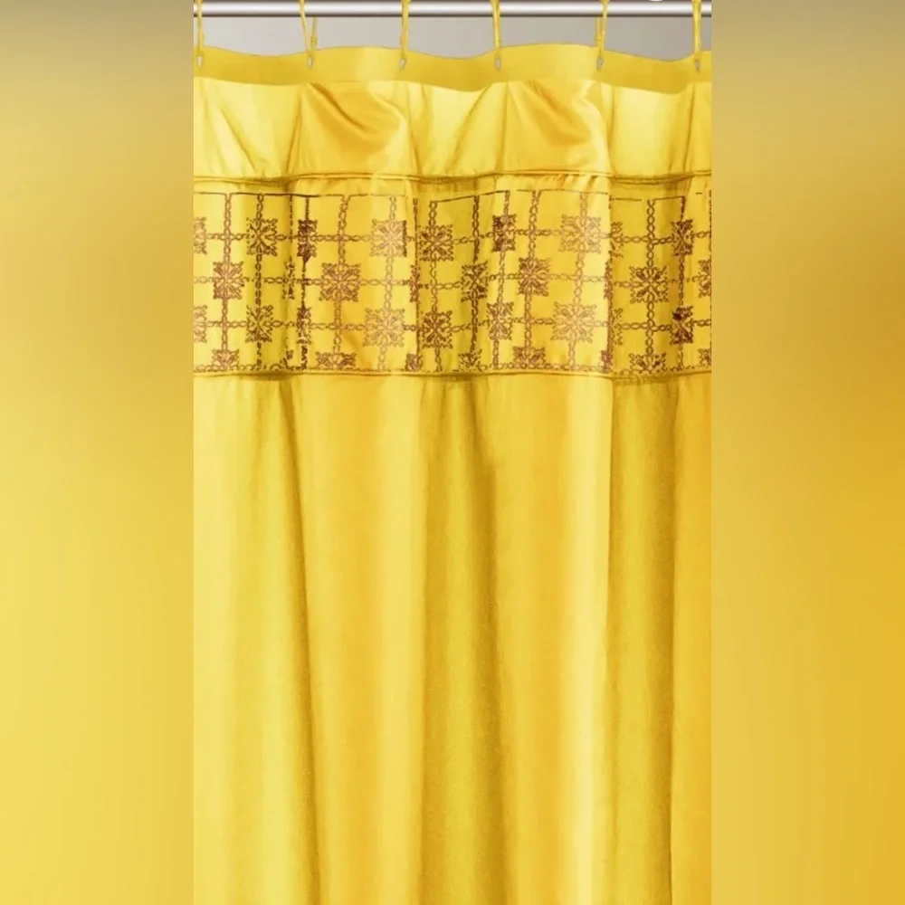 Yellow Shower Curtain Set with Bath Mats